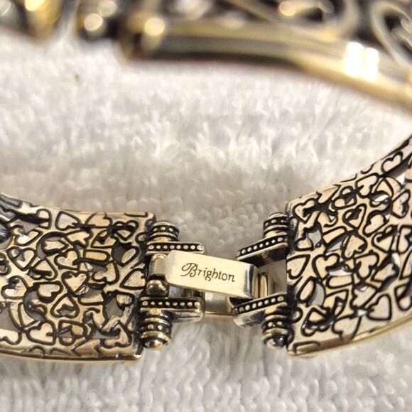 Vintage Brighton Heart Wide Link Bracelet Filigree Earrings Heart Trinket Box - Picture 3 of 13